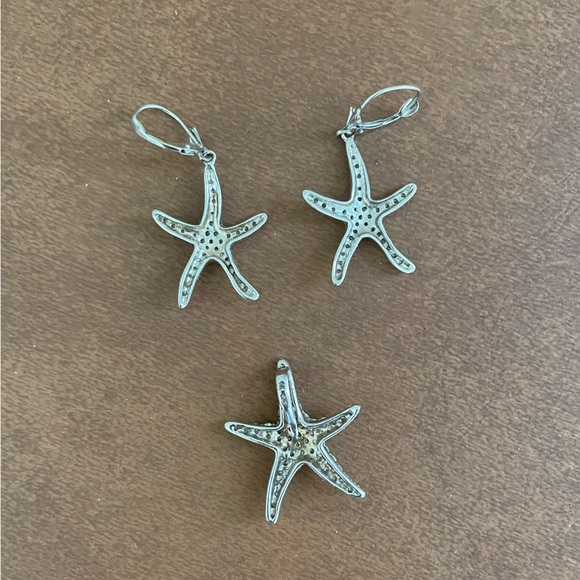 Sterling Silver 925 and crystal starfish pendant and drop earrings- boutique - Picture 5 of 16